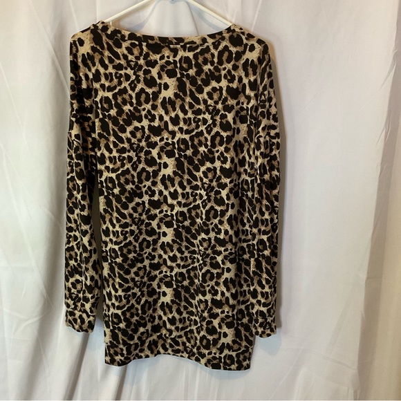 Women’s Plus Size 2XL Brown Leopard Print Long Sleeve Shirt with side pockets - Picture 8 of 11